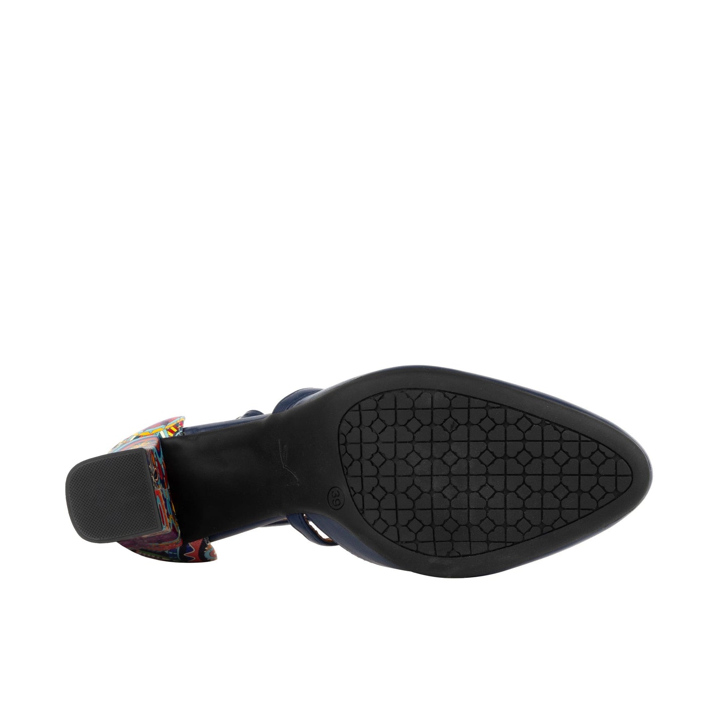 Kylie - Navy & Signature Print Womens Heels Embassy London