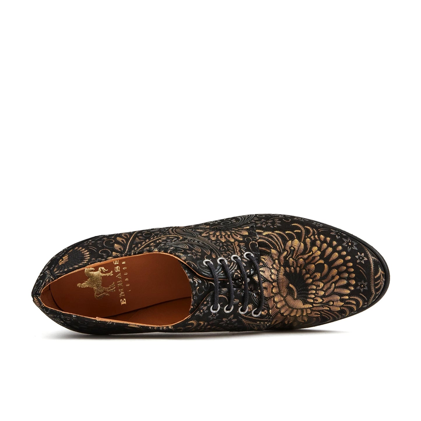 Roulette - Black & Gold Feathers Womens Heels Embassy London