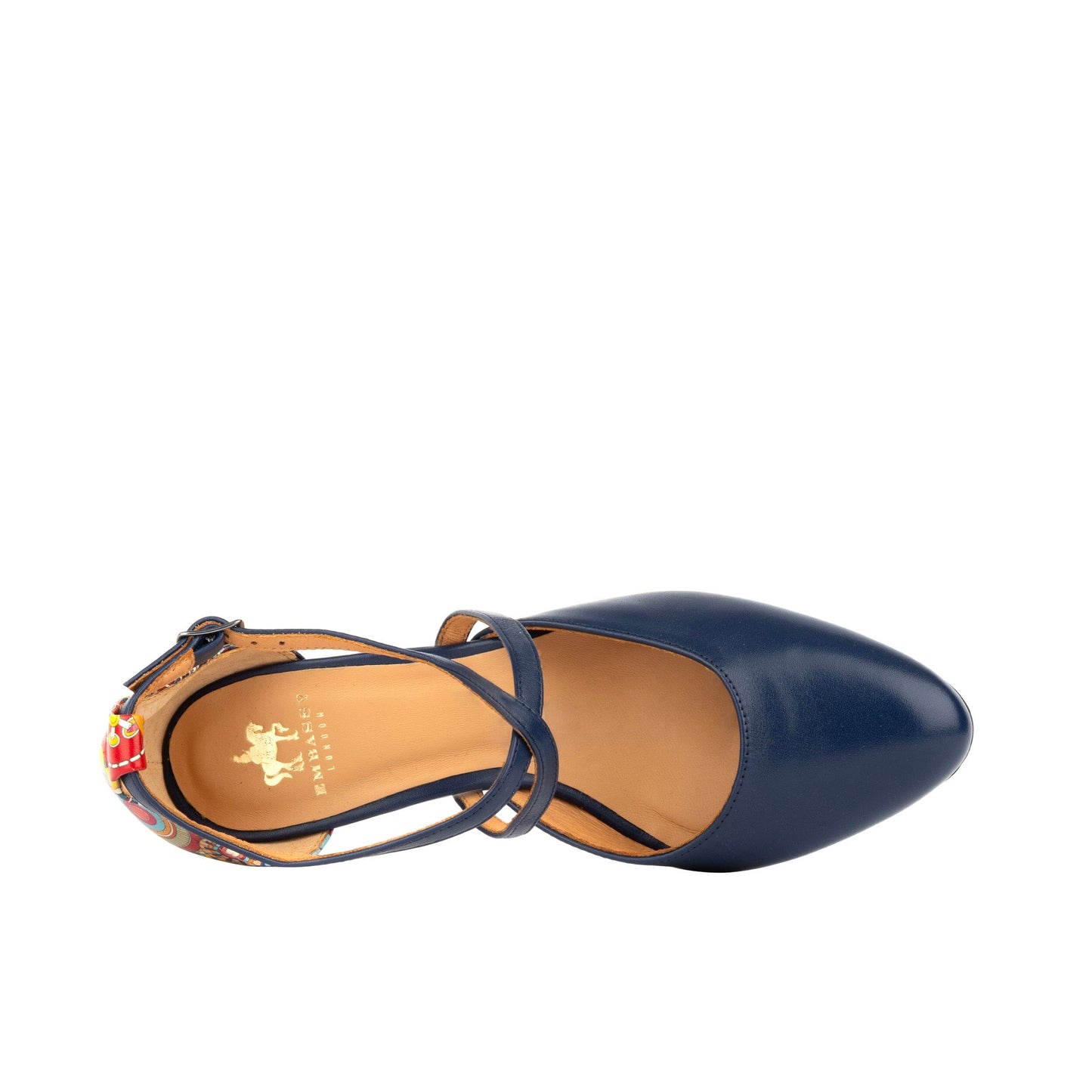 Kylie - Navy & Signature Print Womens Heels Embassy London