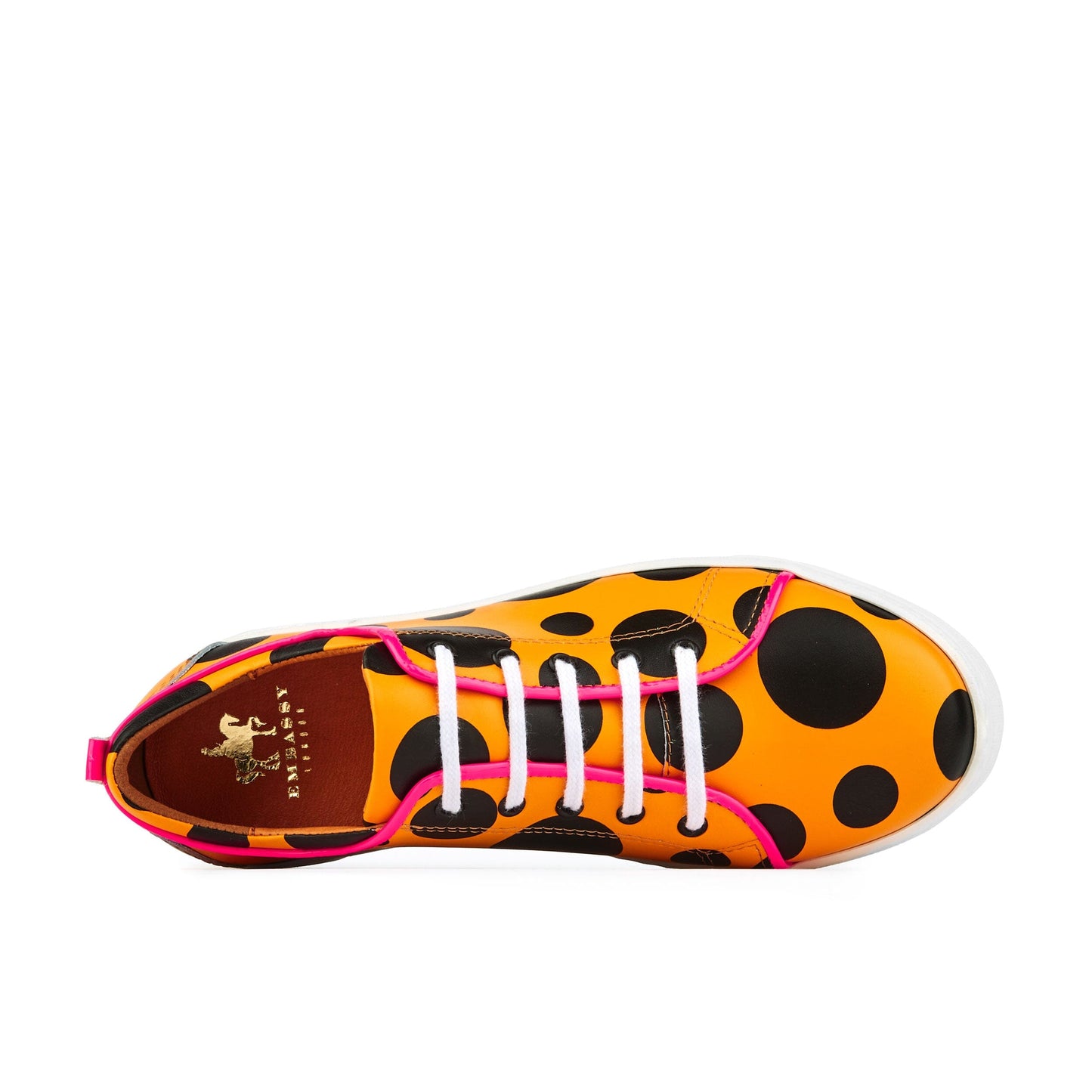 Camila - Orange & Black Polka Dot Womens Designer Sneakers Embassy London