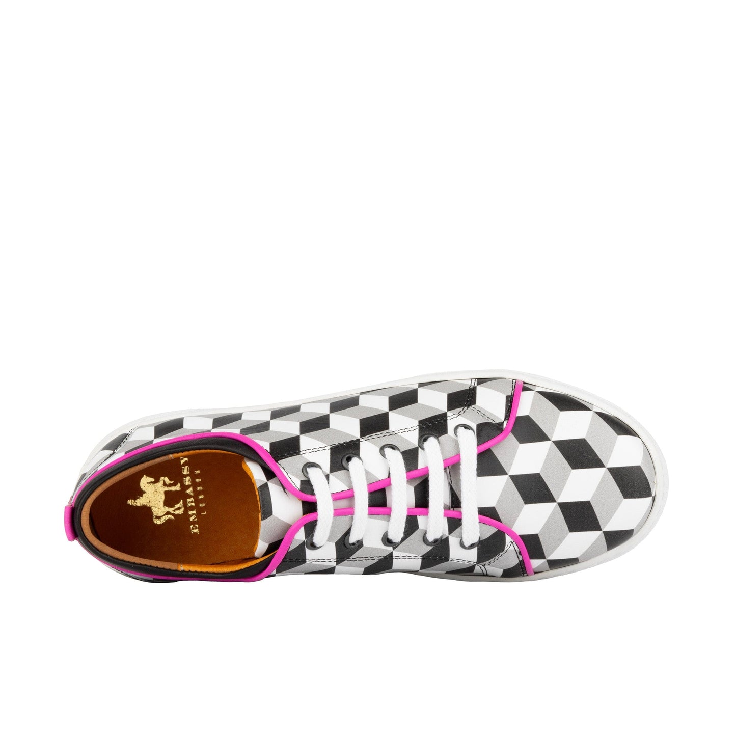 Camila - Black & White Cubics Womens Trainers Embassy London