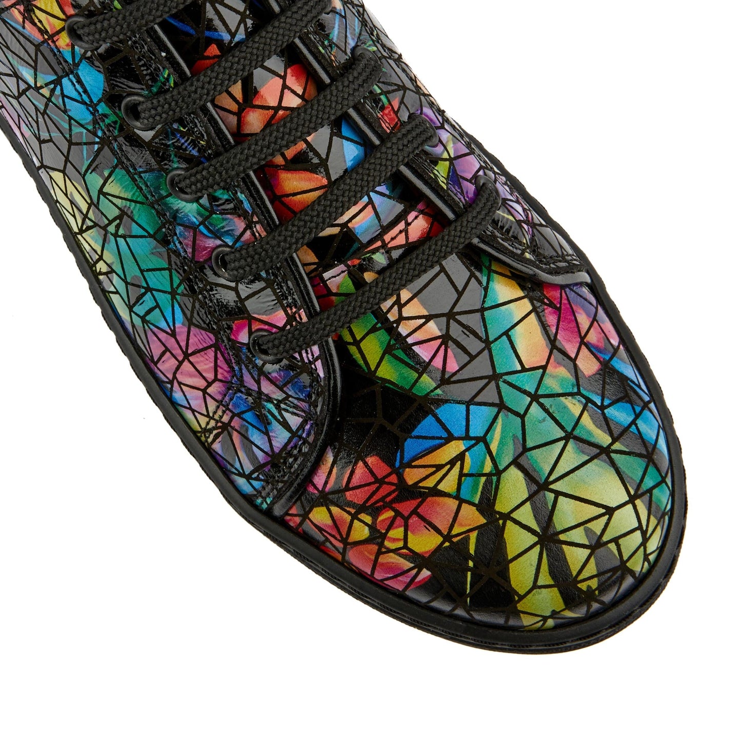 Camila - Dark Tropical - Women's black platform leather trainer in dark print Womens Trainers Embassy London