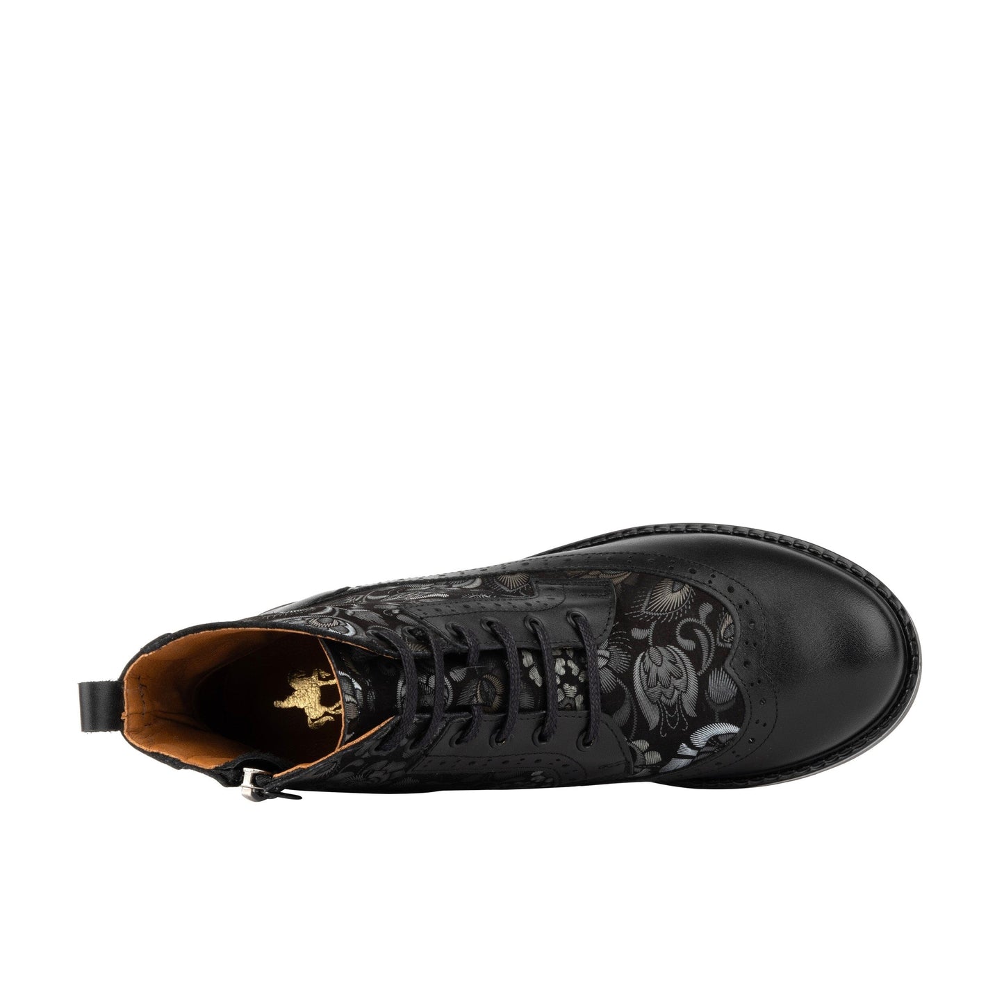 Milliner - Black Emboss Womens Ankle Boots Embassy London