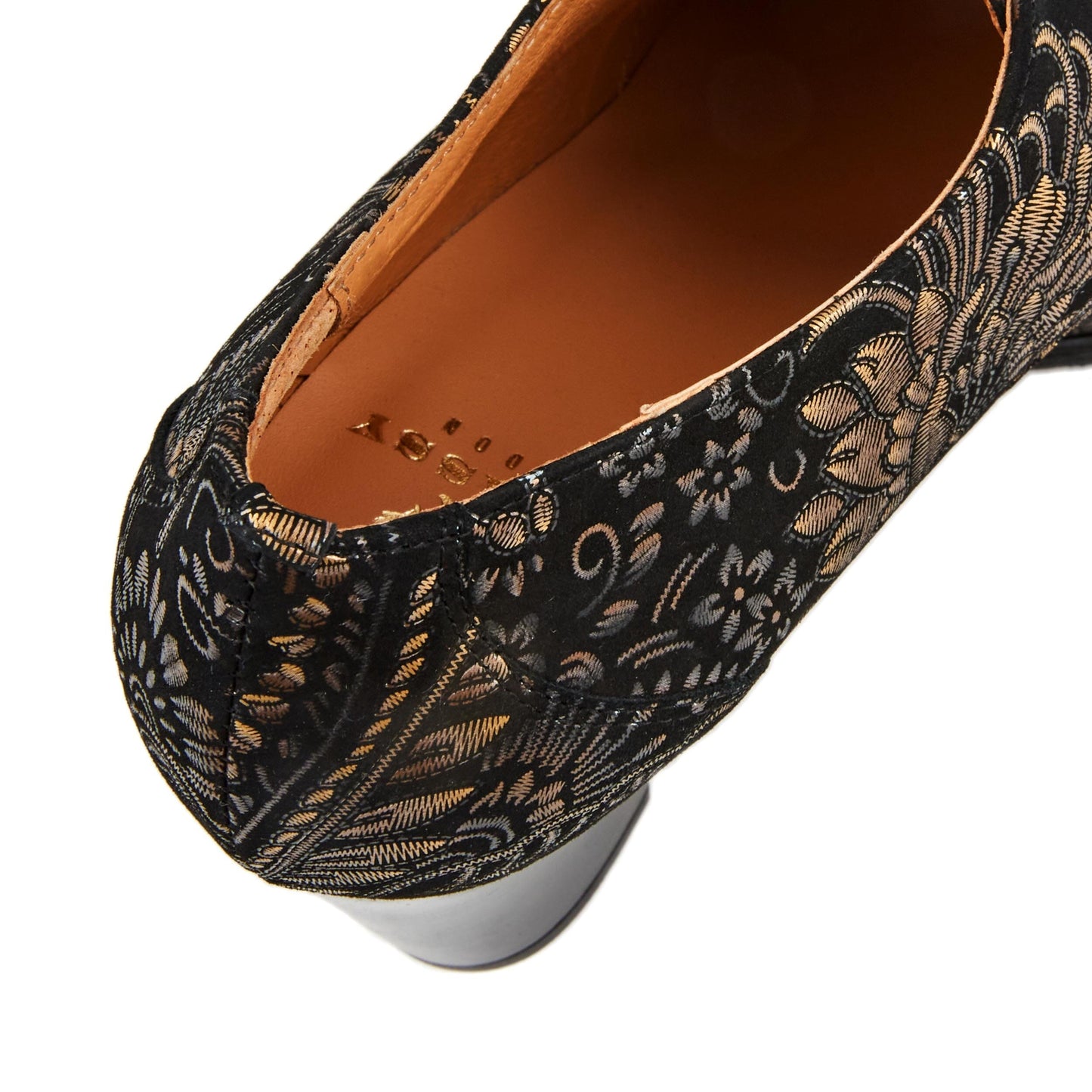 Roulette - Black & Gold Feathers Womens Heels Embassy London