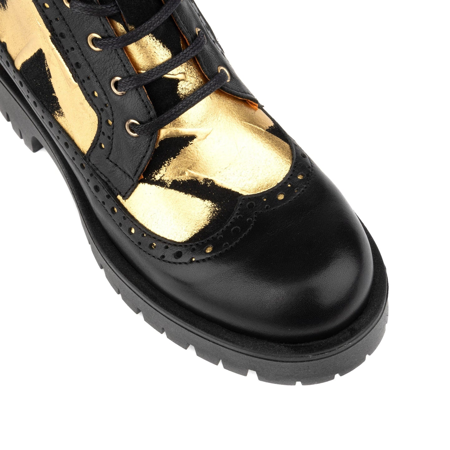 Hatter Platform - Gold & Black Womens Ankle Boots Embassy London