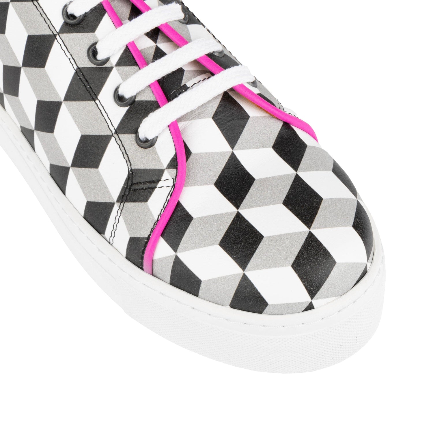Camila - Black & White Cubics Womens Trainers Embassy London