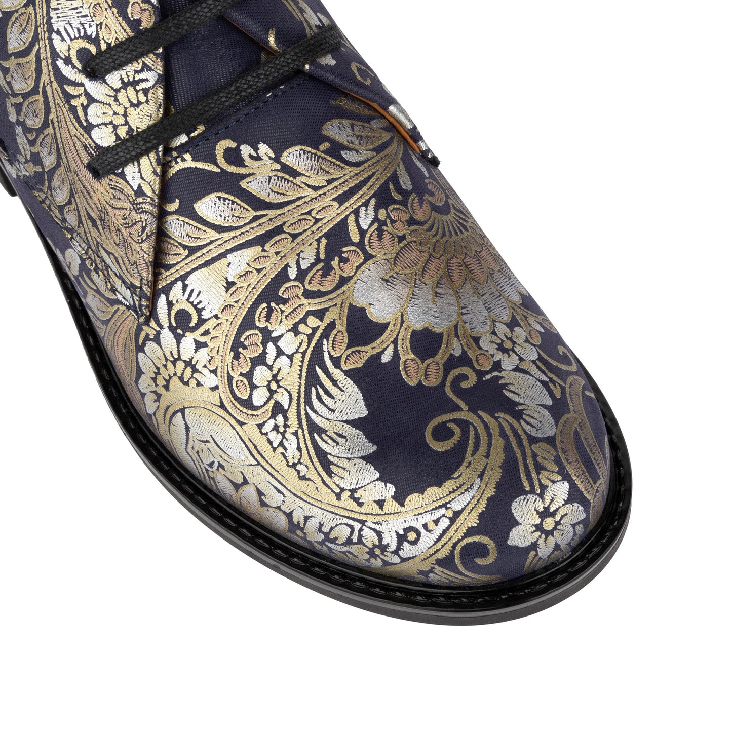 Laviva - Blue & Silver Paisley Womens Ankle Boots Embassy London
