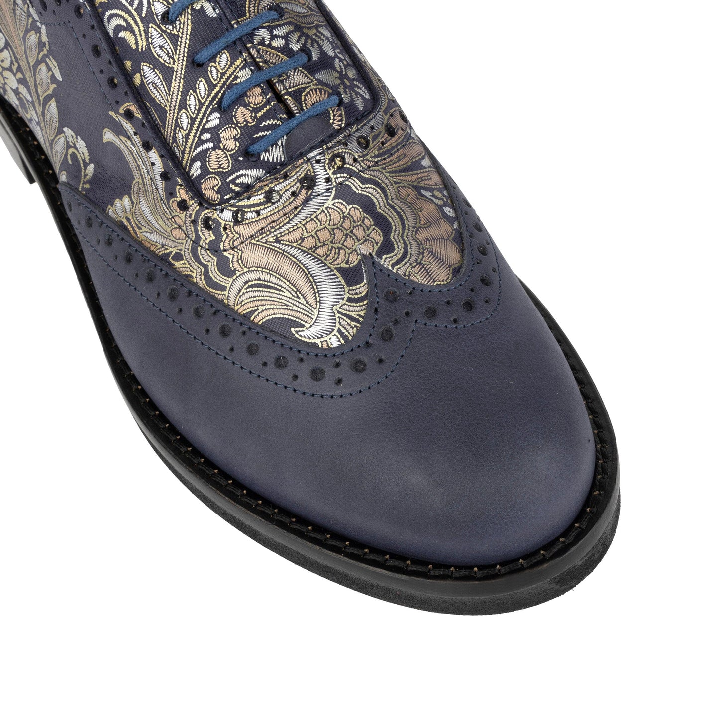 Vivienne - Blue & Silver Paisley Womens Shoes Embassy London