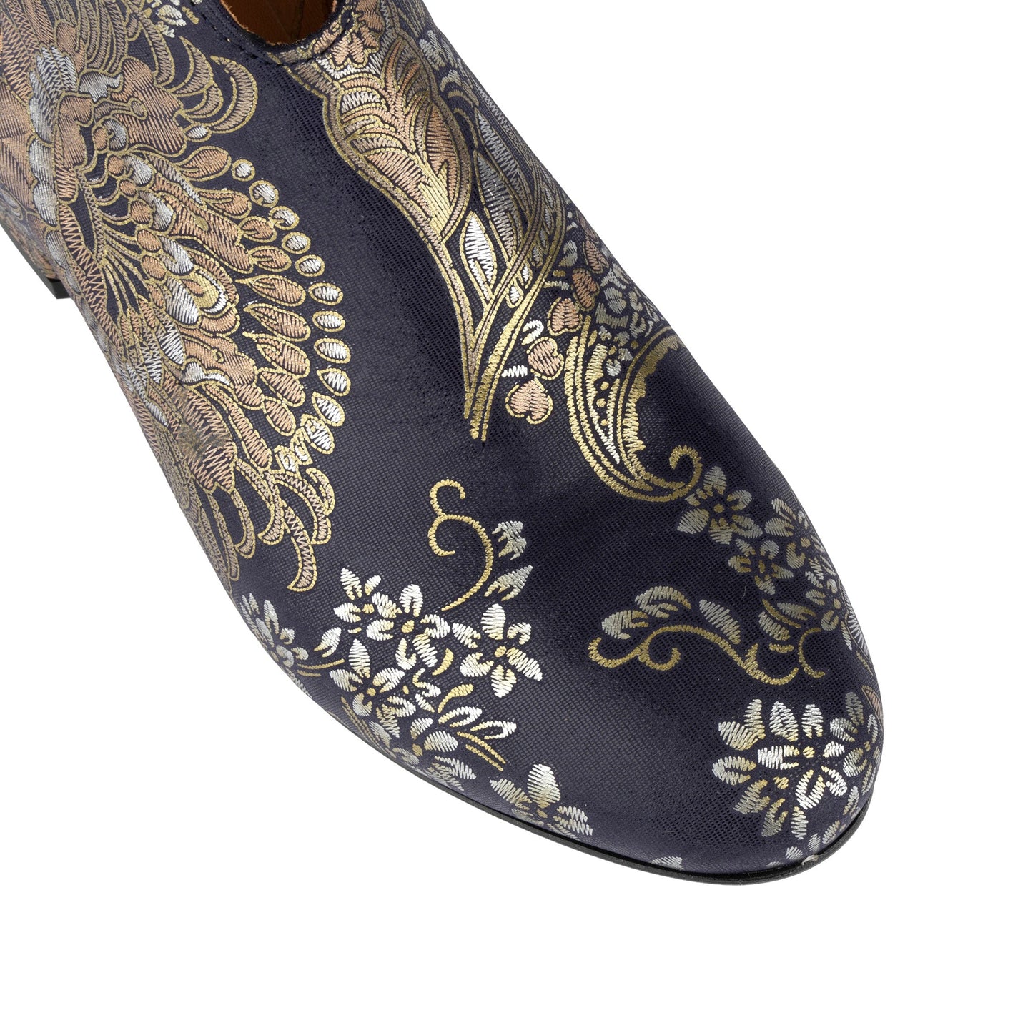 Iris - Blue & Silver Paisley Womens Ankle Boots Embassy London