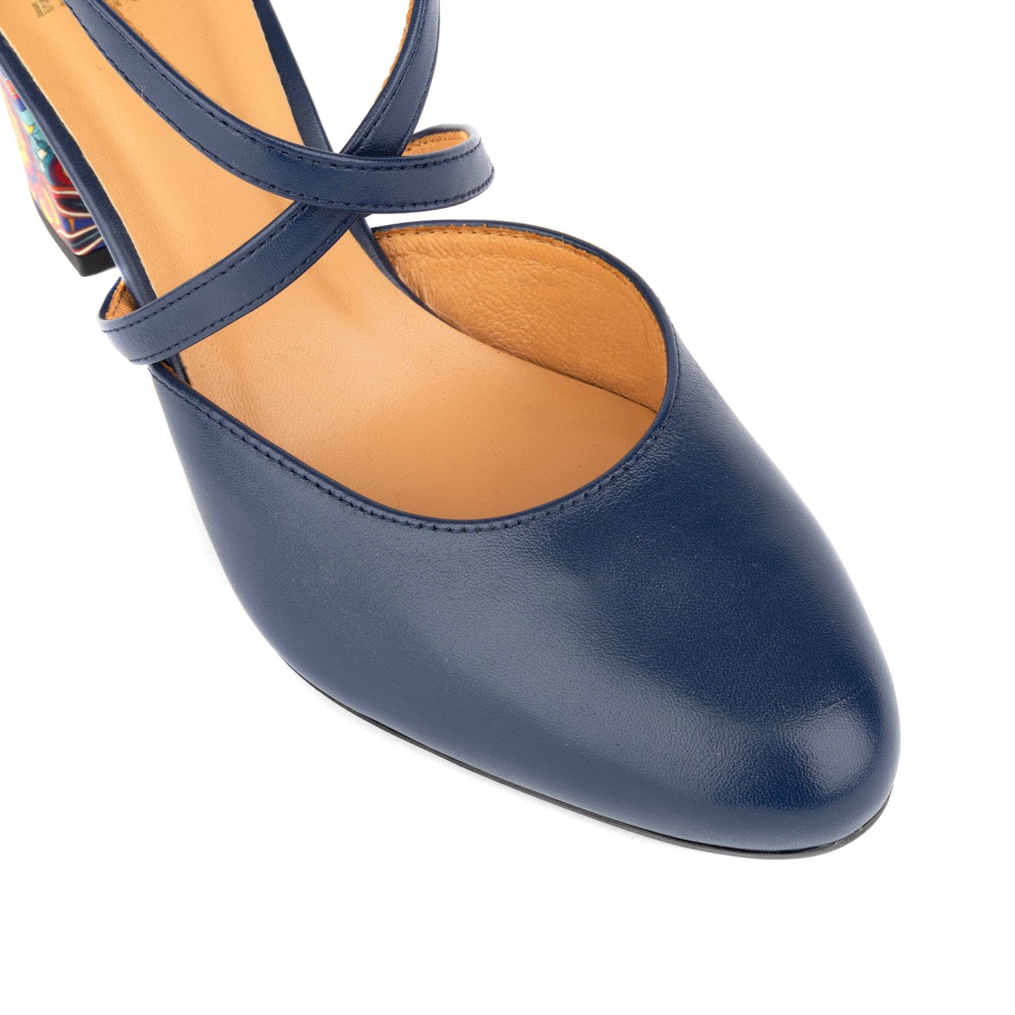 Kylie - Navy & Signature Print Womens Heels Embassy London