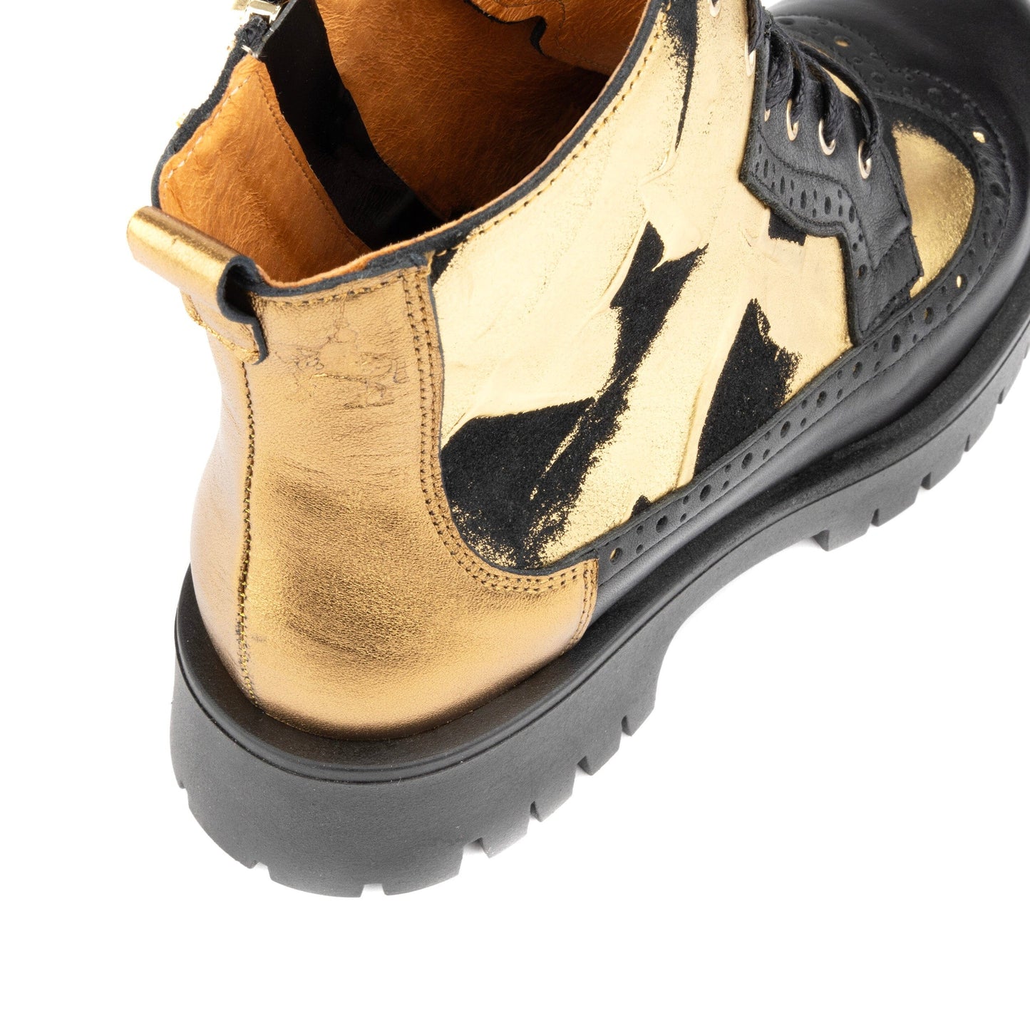 Hatter Platform - Gold & Black Womens Ankle Boots Embassy London