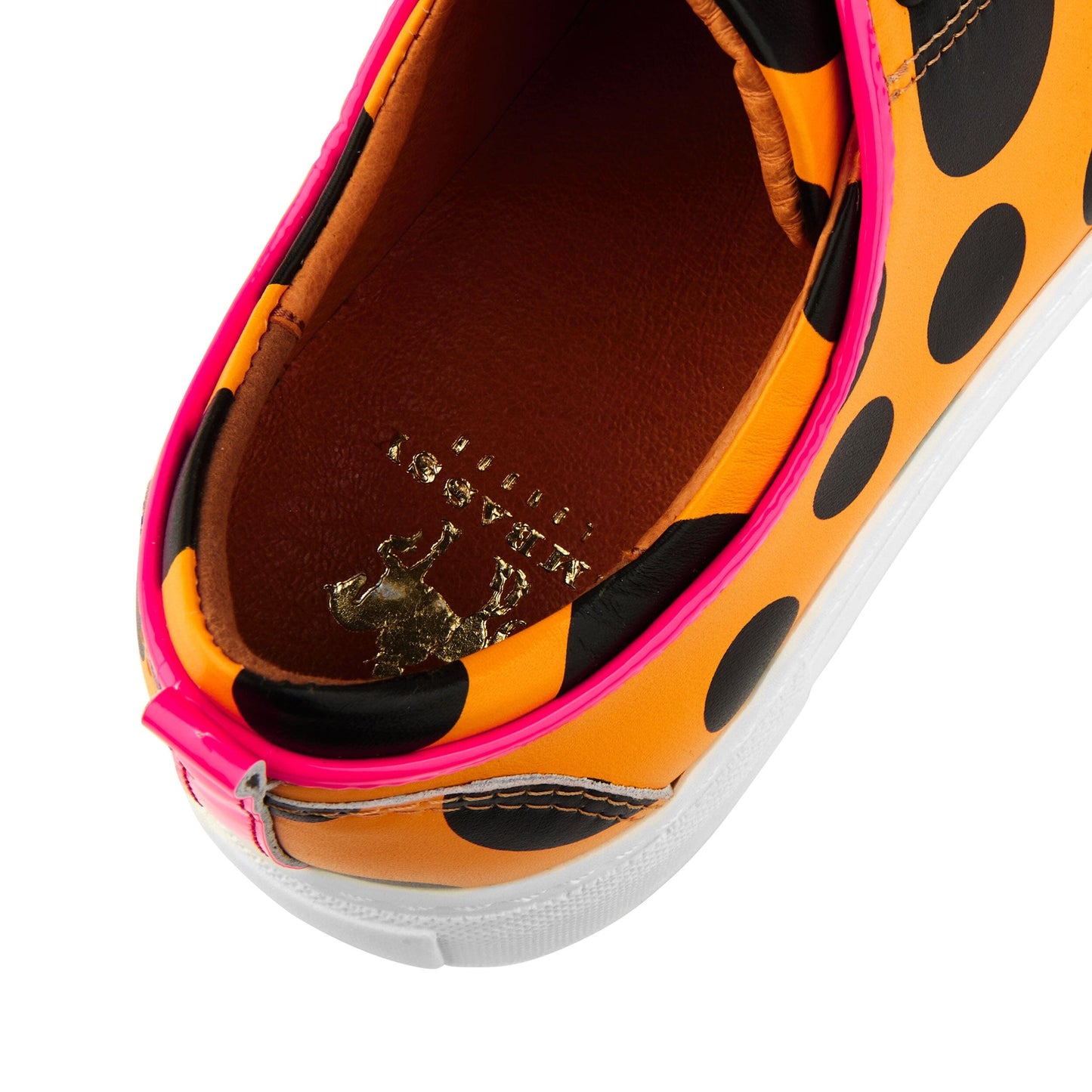 Camila - Orange & Black Polka Dot Womens Designer Sneakers Embassy London