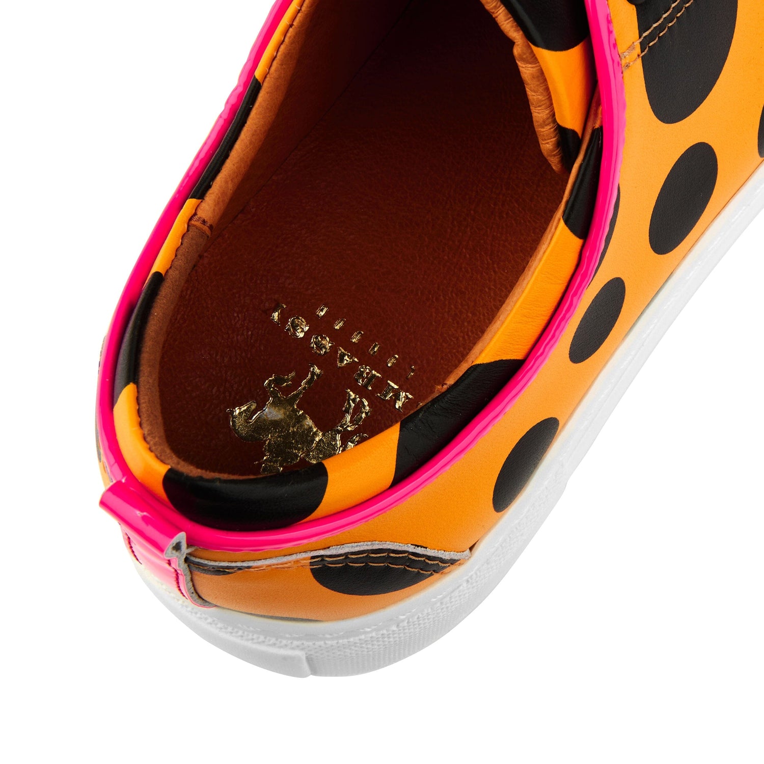 Camila - Orange & Black Polka Dot Womens Designer Sneakers Embassy London