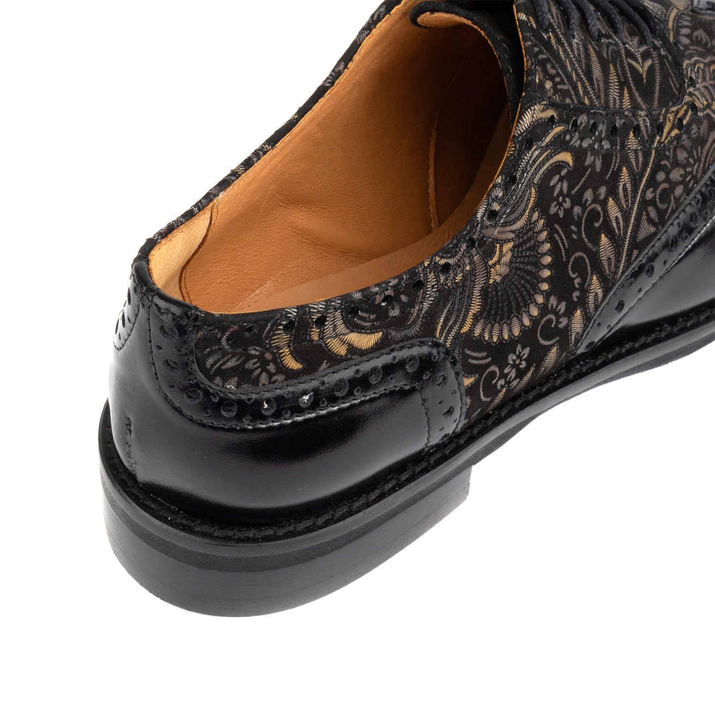Vivienne - Black & Gold Feathers Womens Shoes Embassy London