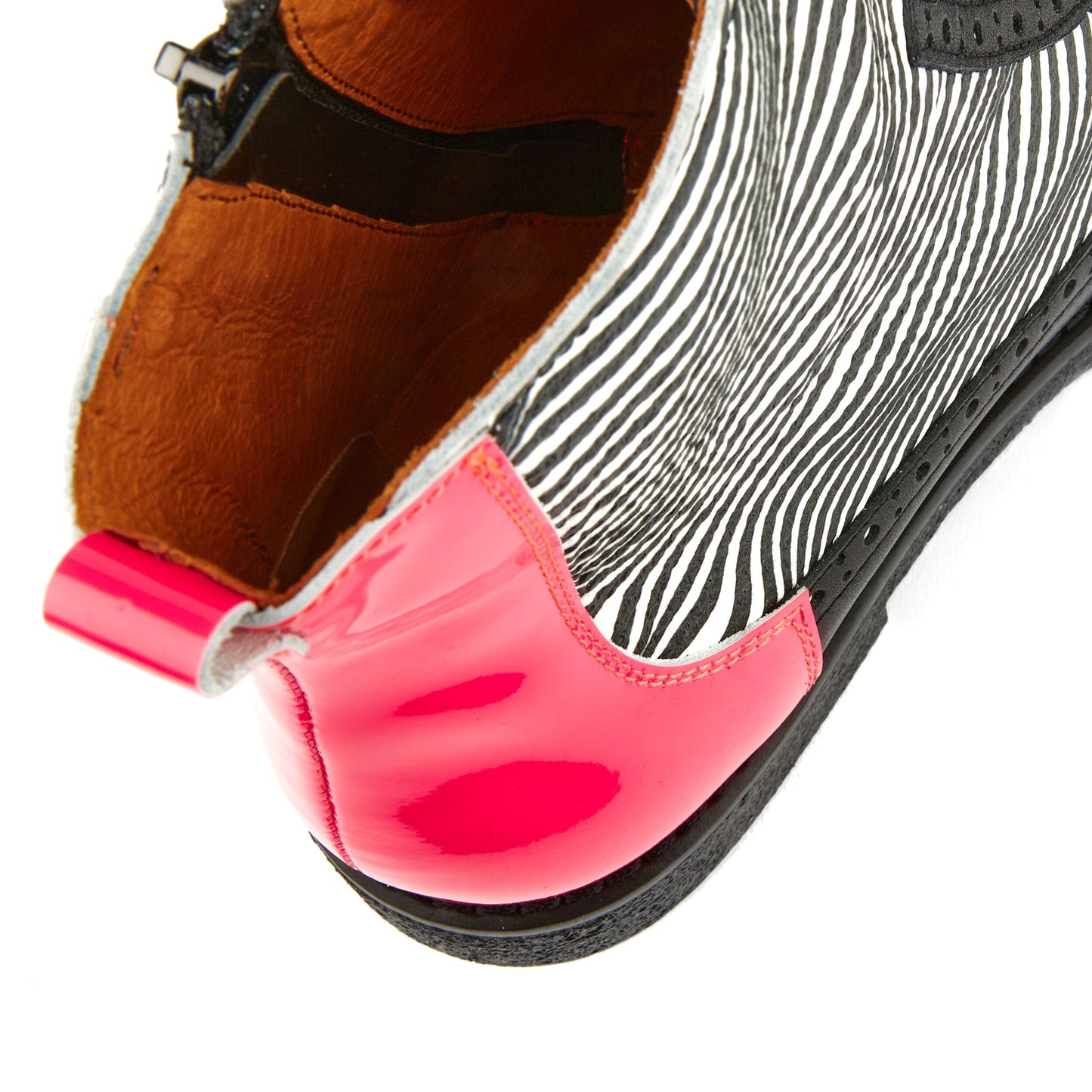 Hatter - Optical Zebra & Black & Pink Womens Ankle Boots Embassy London