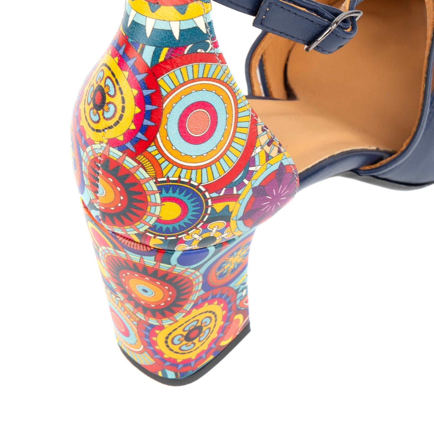 Kylie - Navy & Signature Print Womens Heels Embassy London