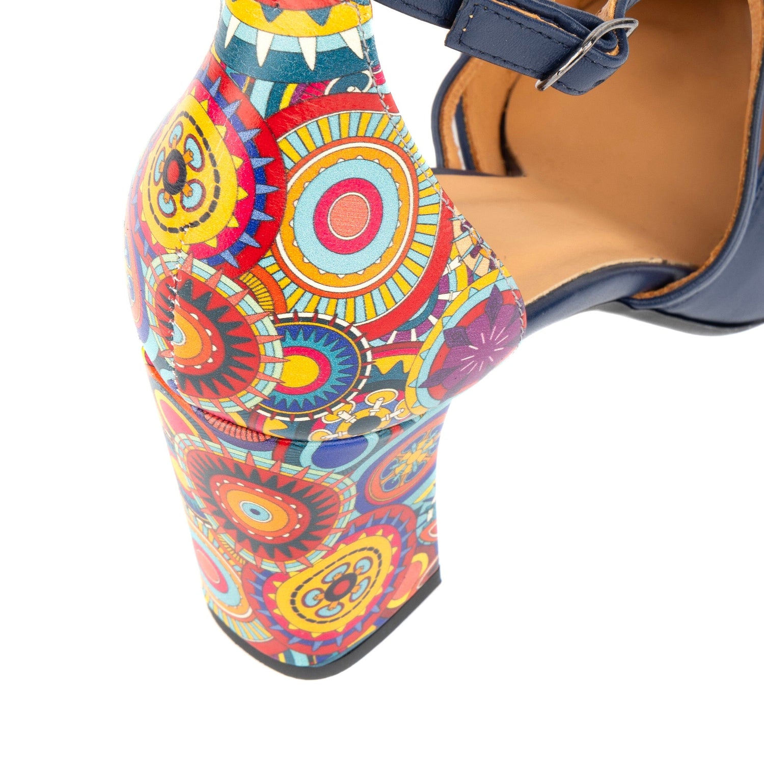 Kylie - Navy & Signature Print Womens Heels Embassy London