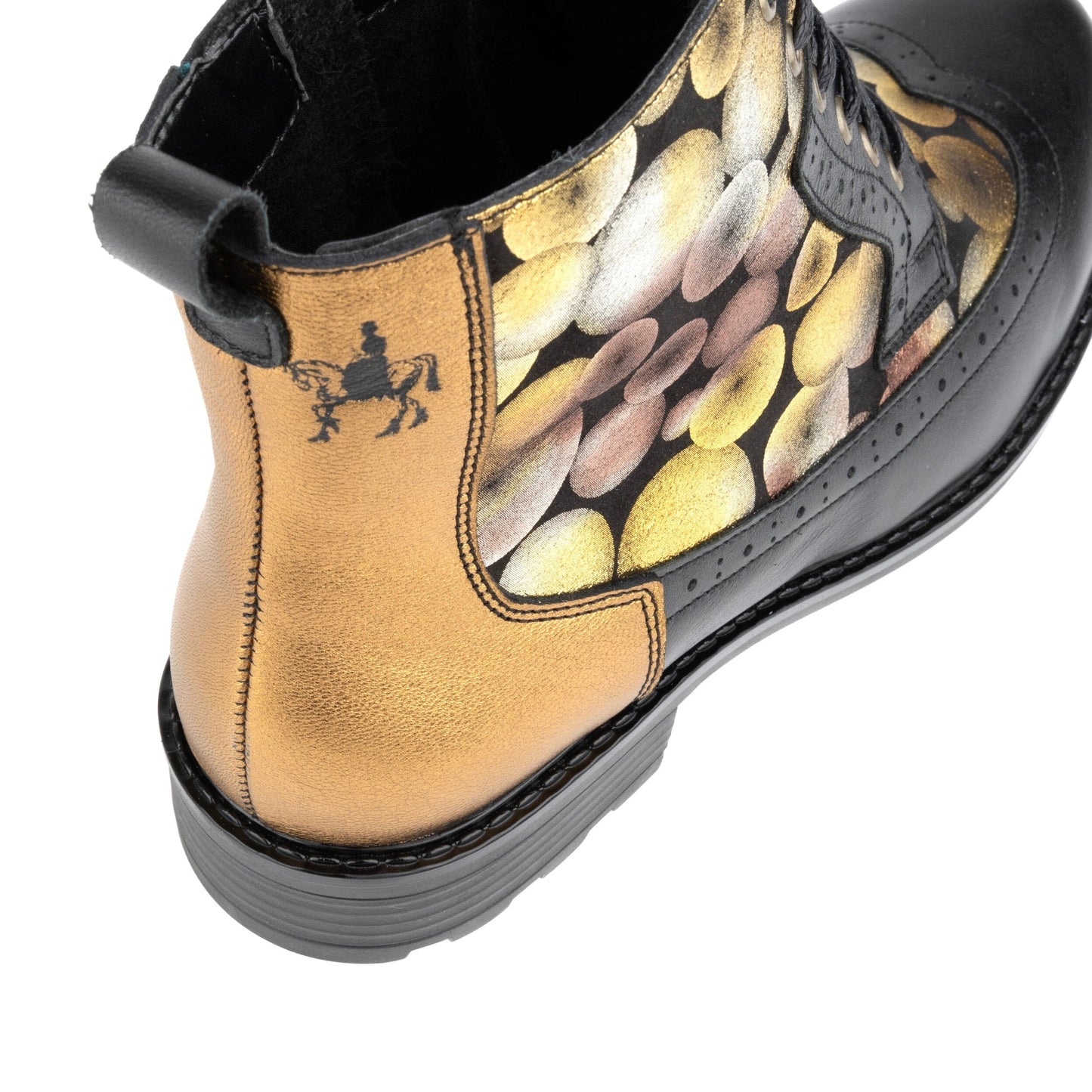 Milliner Wool - Black & Gold Sphere Womens Ankle Boots Embassy London