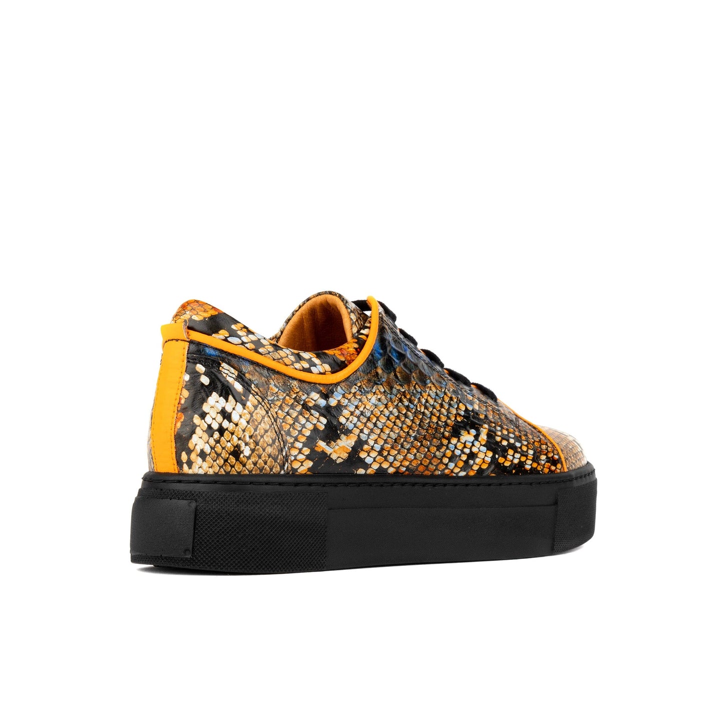 Camila - Black & Orange Snake Pattern Womens Trainers Embassy London
