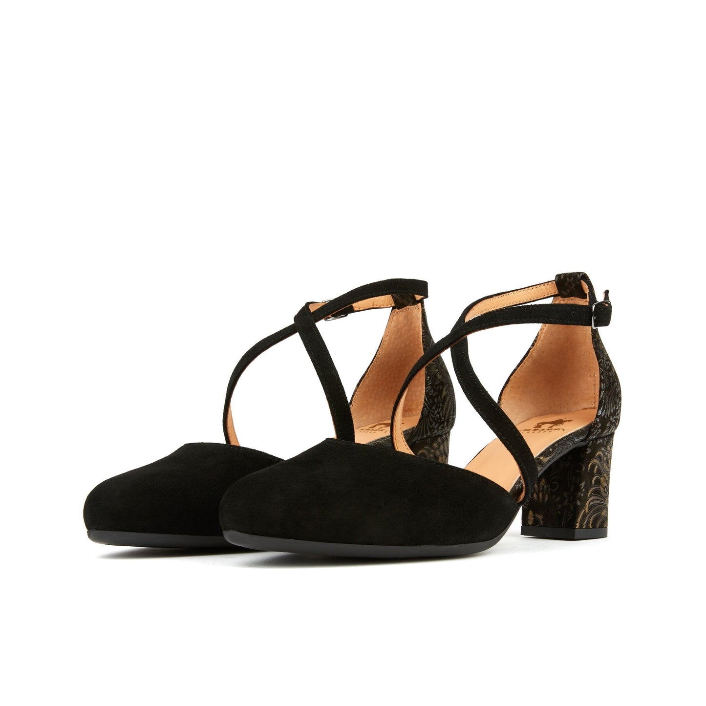 Dannii - Black & Gold Feathers Womens Heels Embassy London