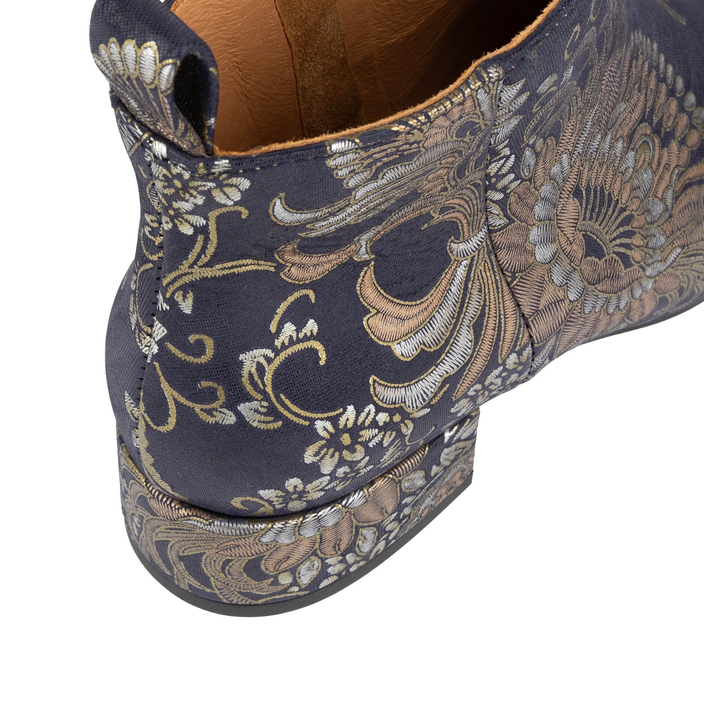 Iris - Blue & Silver Paisley Womens Ankle Boots Embassy London