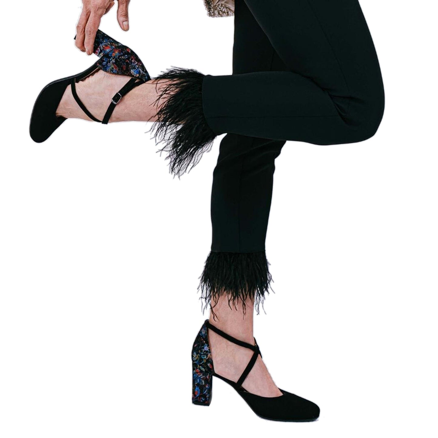 Kylie - Black Flower Heels Embassy London