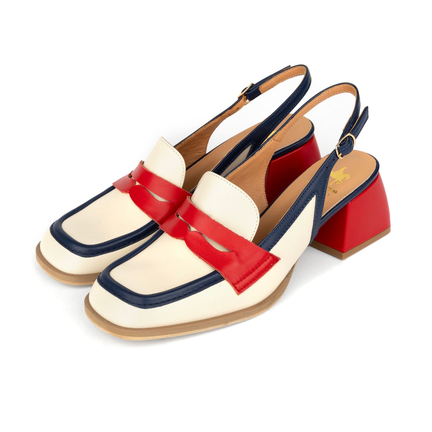 Diana - Cream & Red & Blue Womens Heels Embassy London