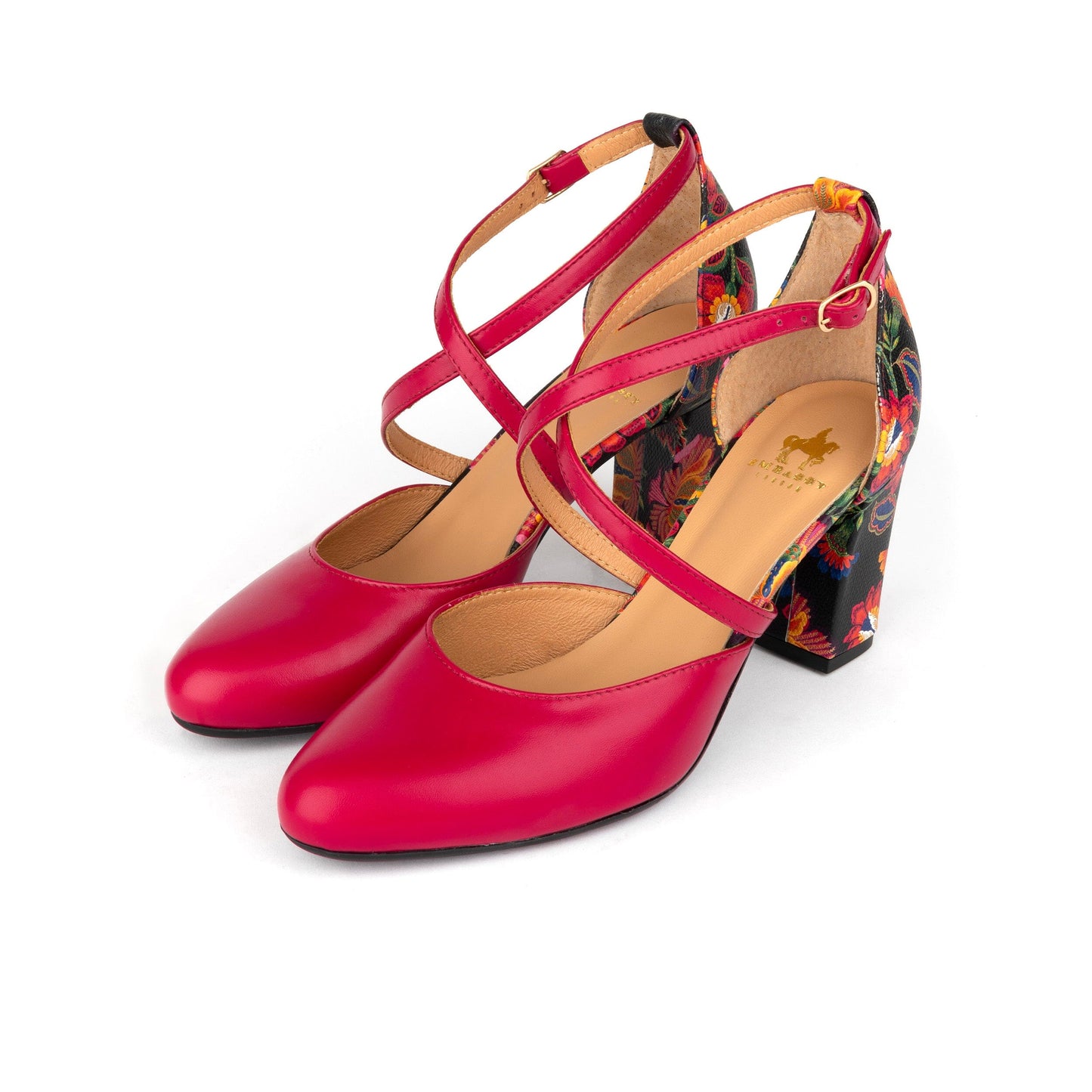 Kylie - Black & Red Flowers Womens Heels Embassy London