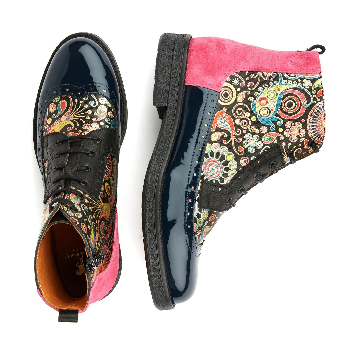 Hatter - Navy Pink Ankle Boots Embassy London