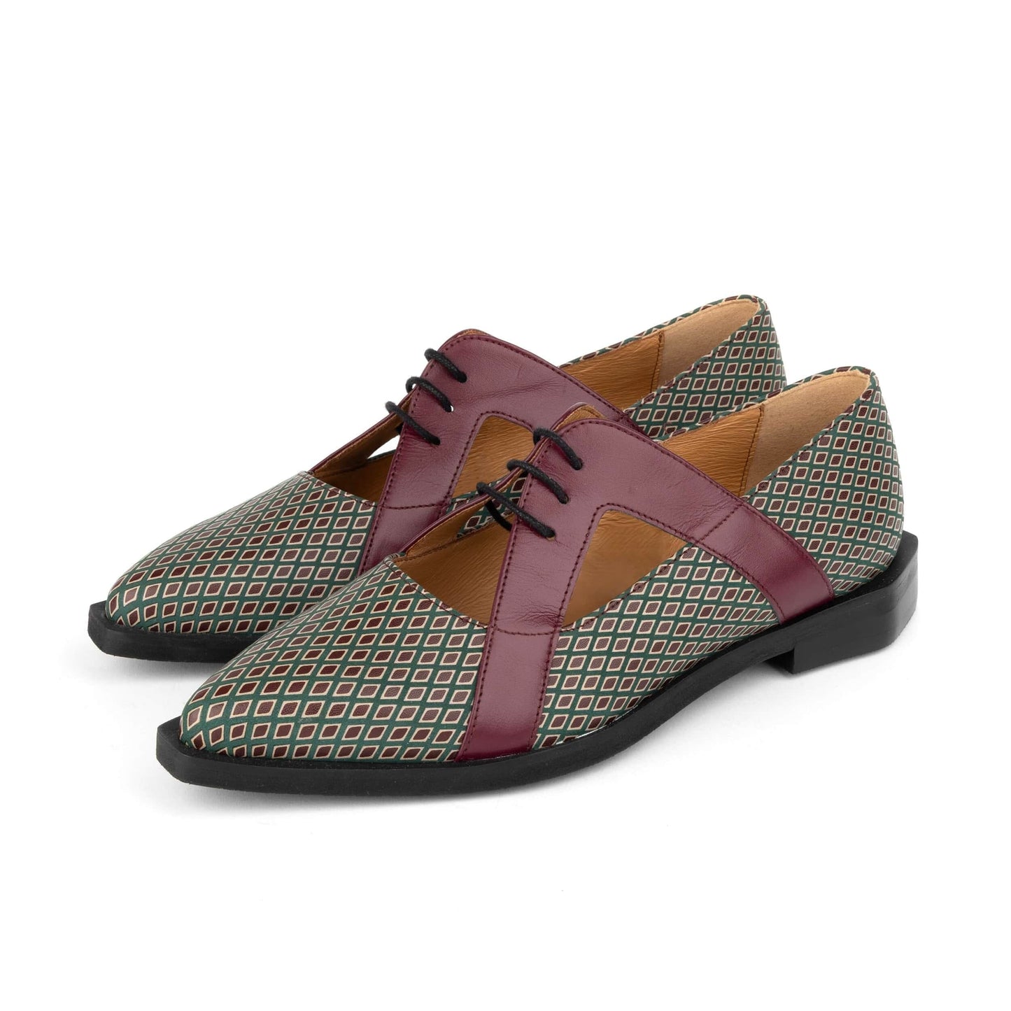 Harlowe - Burgundy & Green Diamond Womens Shoes Embassy London