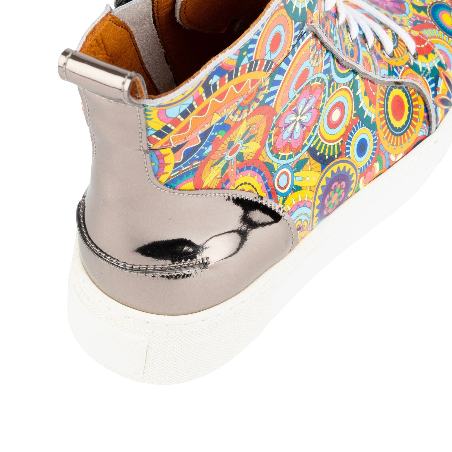 Camila High - Silver & Signature Print Womens Trainers Embassy London