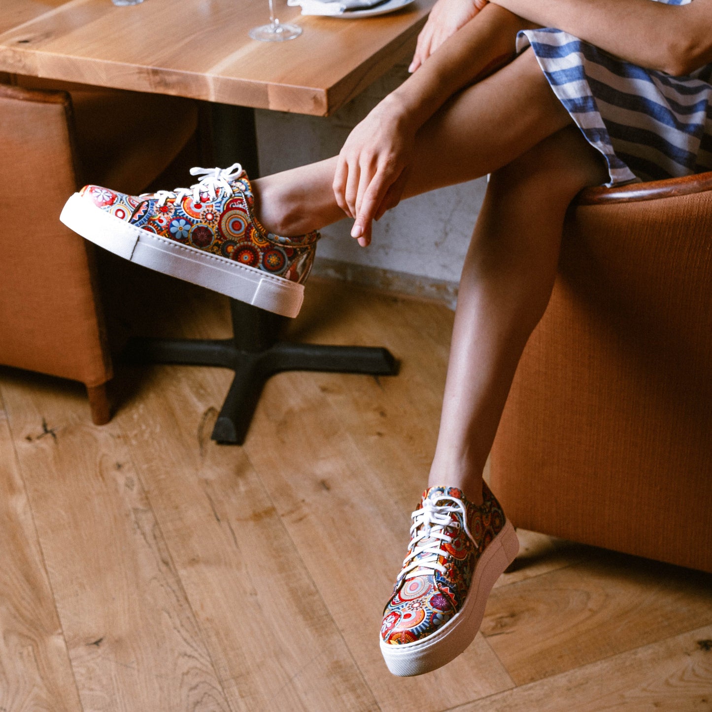 Camila - Silver & Signature Print Womens Designer Sneakers Embassy London
