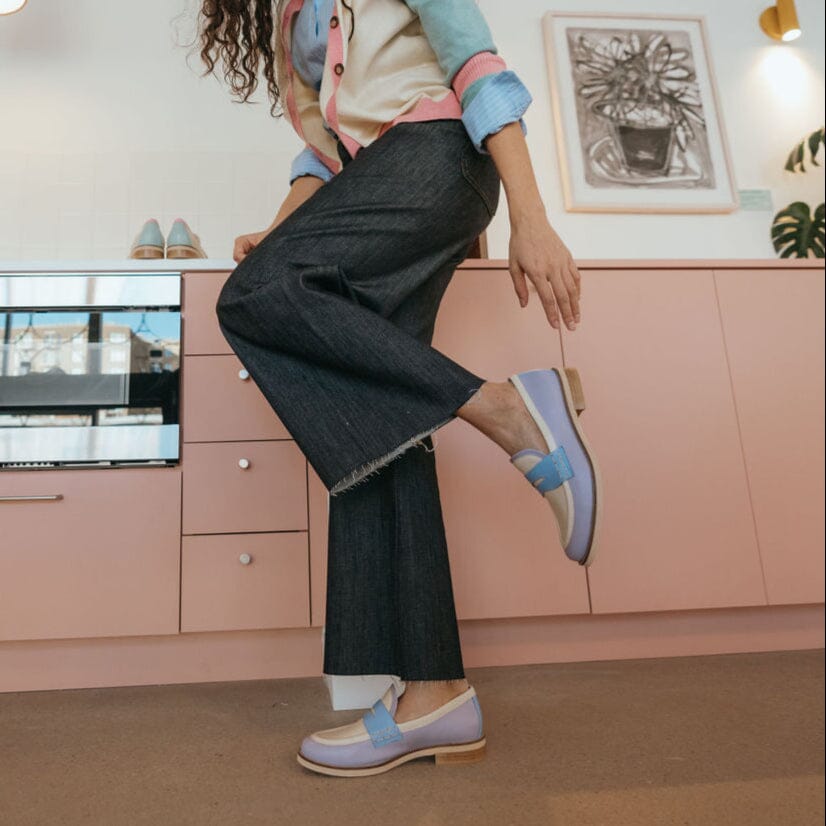 Kay - Blue & White Pastel Womens Loafers Embassy London