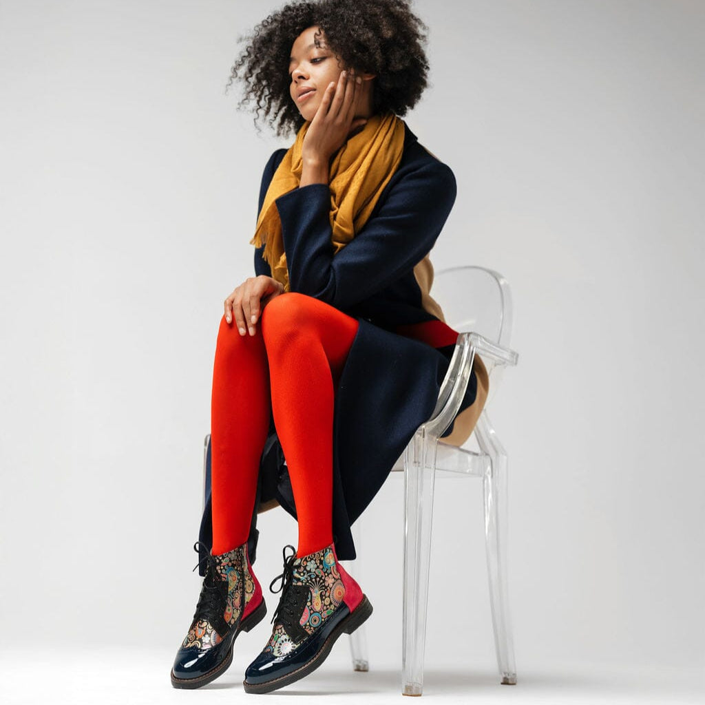 Hatter - Navy Pink Womens Ankle Boots Embassy London