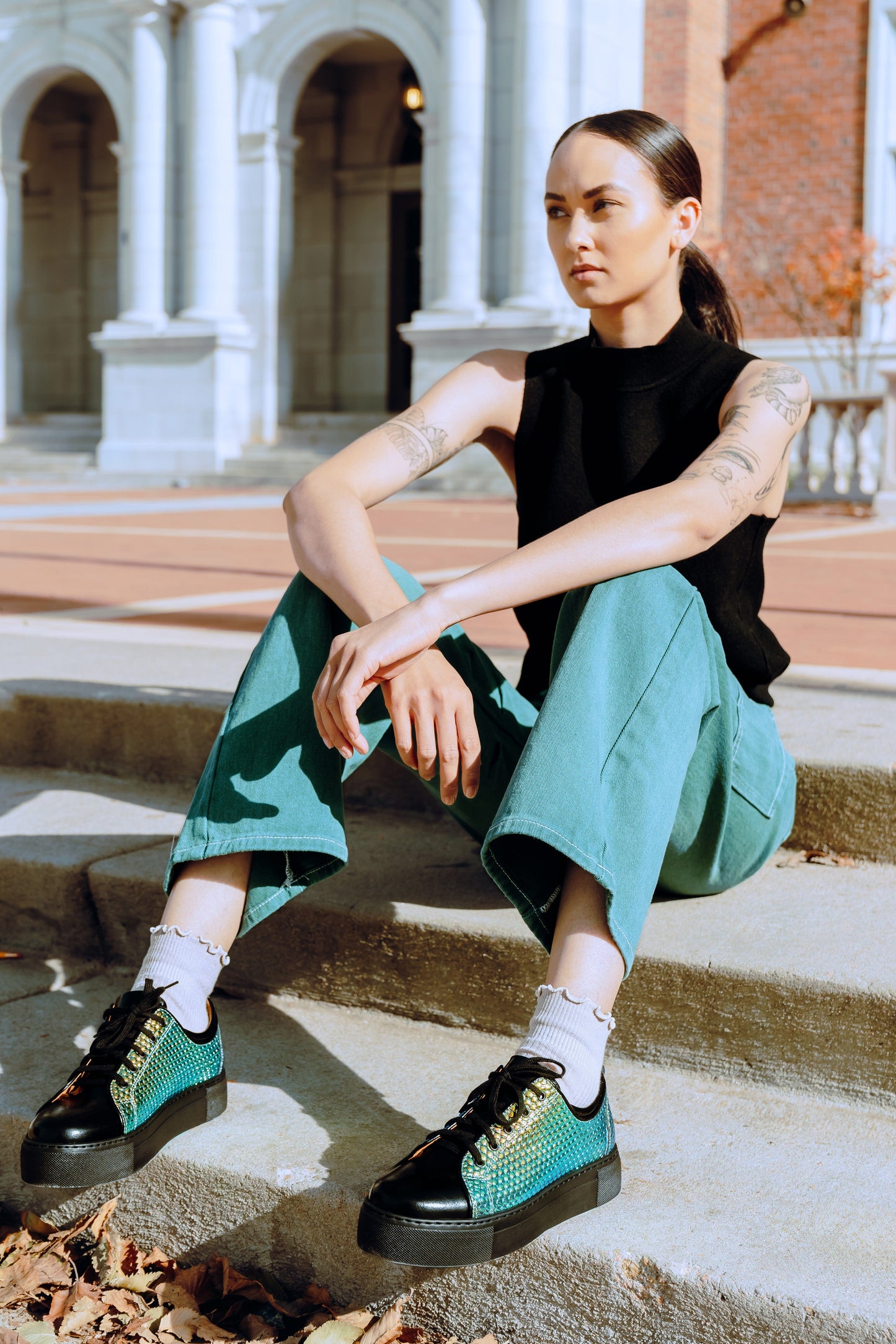Camila - Black Shimmer Womens Designer Sneakers Embassy London 
