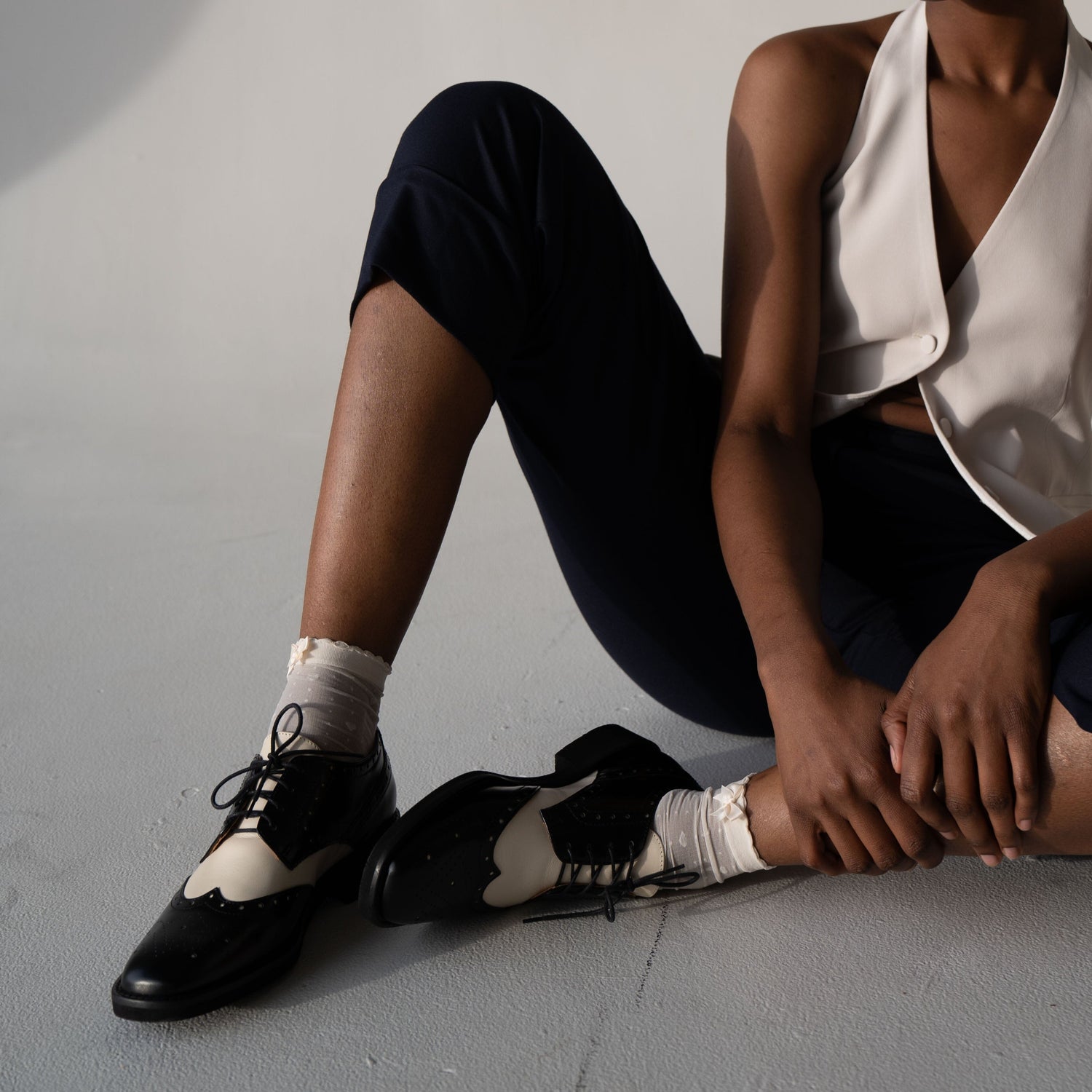 Eton - Black & Cream Womens Oxfords Embassy London