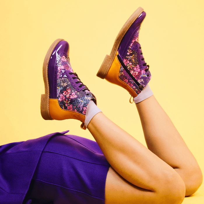 Hatter - Purple & Hummingbird Womens Ankle Boots Embassy London