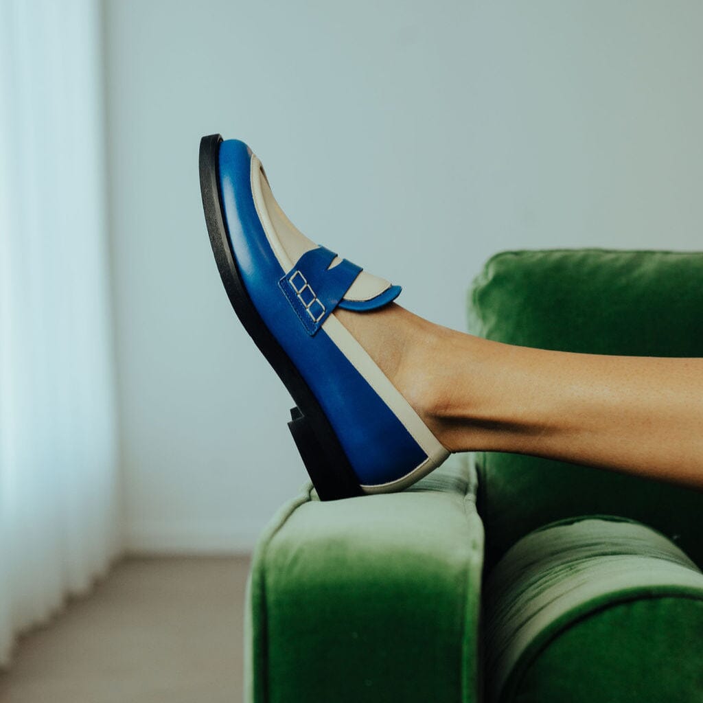 Kay - Navy & Cream Womens Loafers Embassy London
