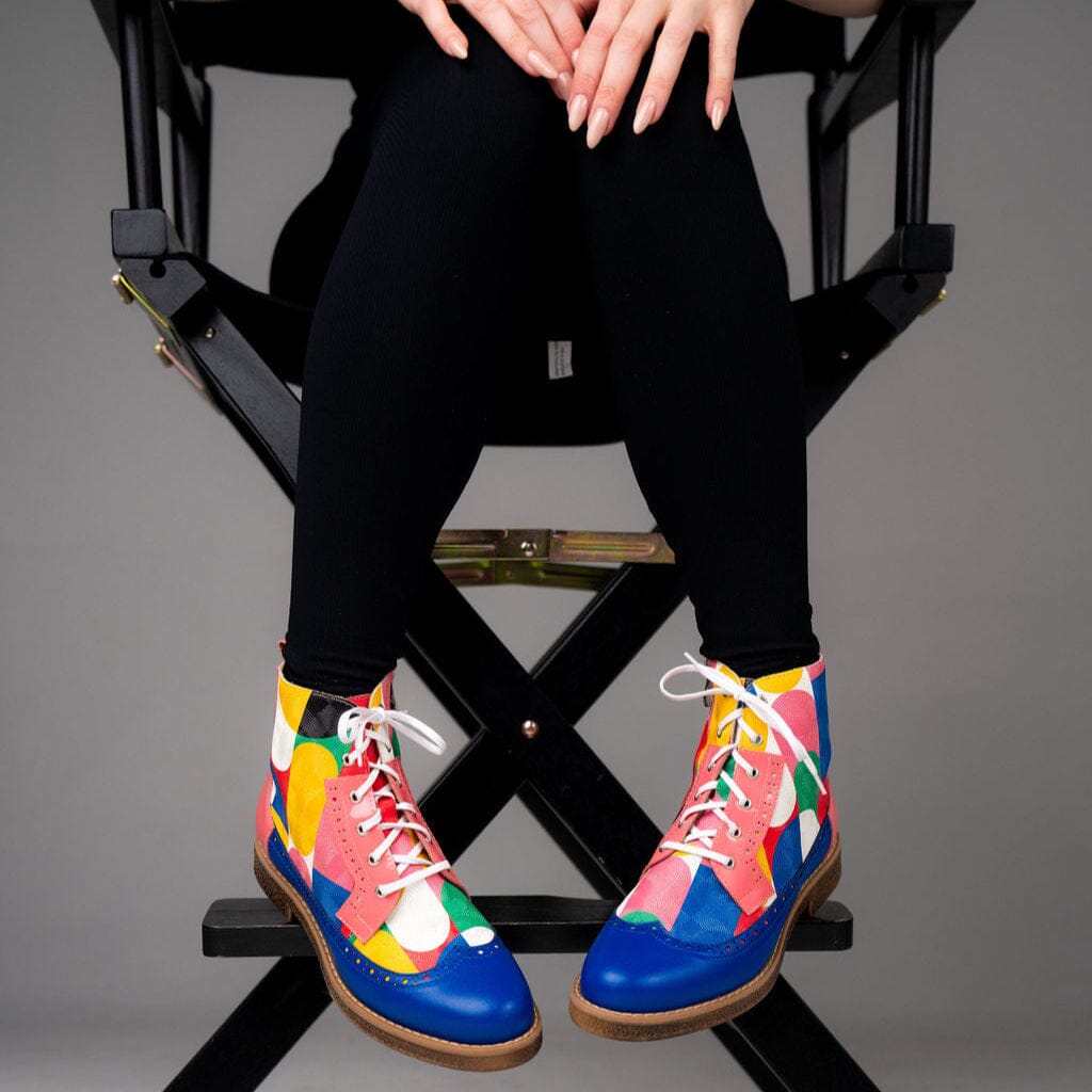Hatter - Blue & Pink Groovy Womens Ankle Boots Embassy London