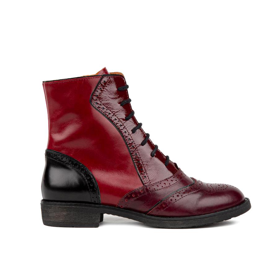 Brick Lane Boots - Claret & Red & Black Ankle Boots Embassy London