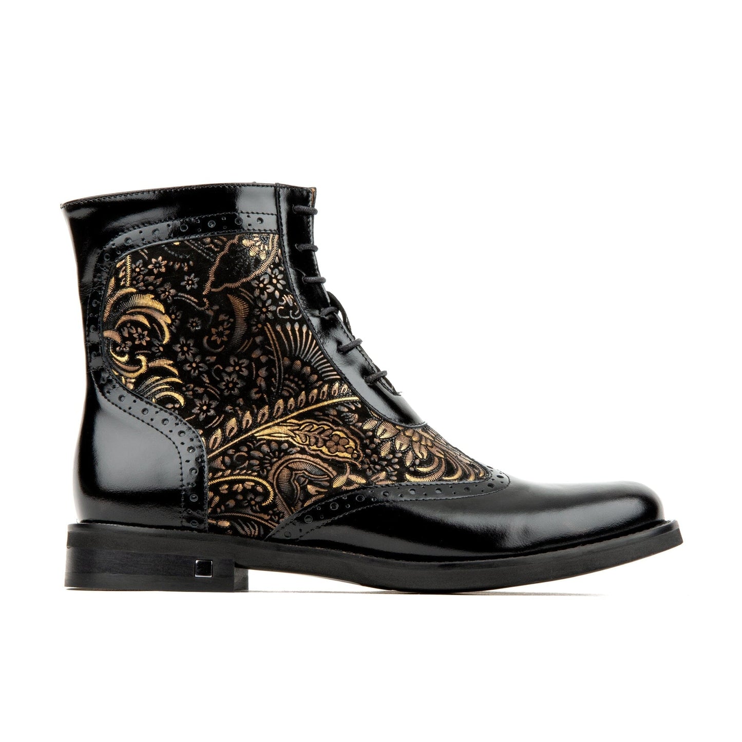 Mantis - Black & Gold Ankle Boots Embassy London