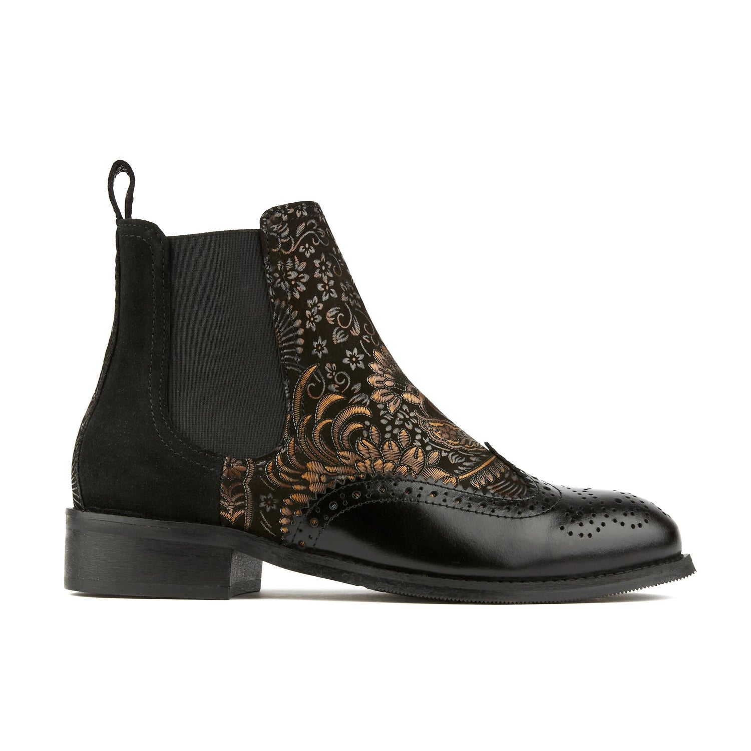 Mamacita - Black & Gold Ankle Boots Embassy London