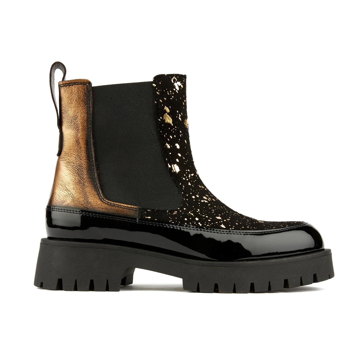 Bora - Black & Gold Ankle Boots Embassy London