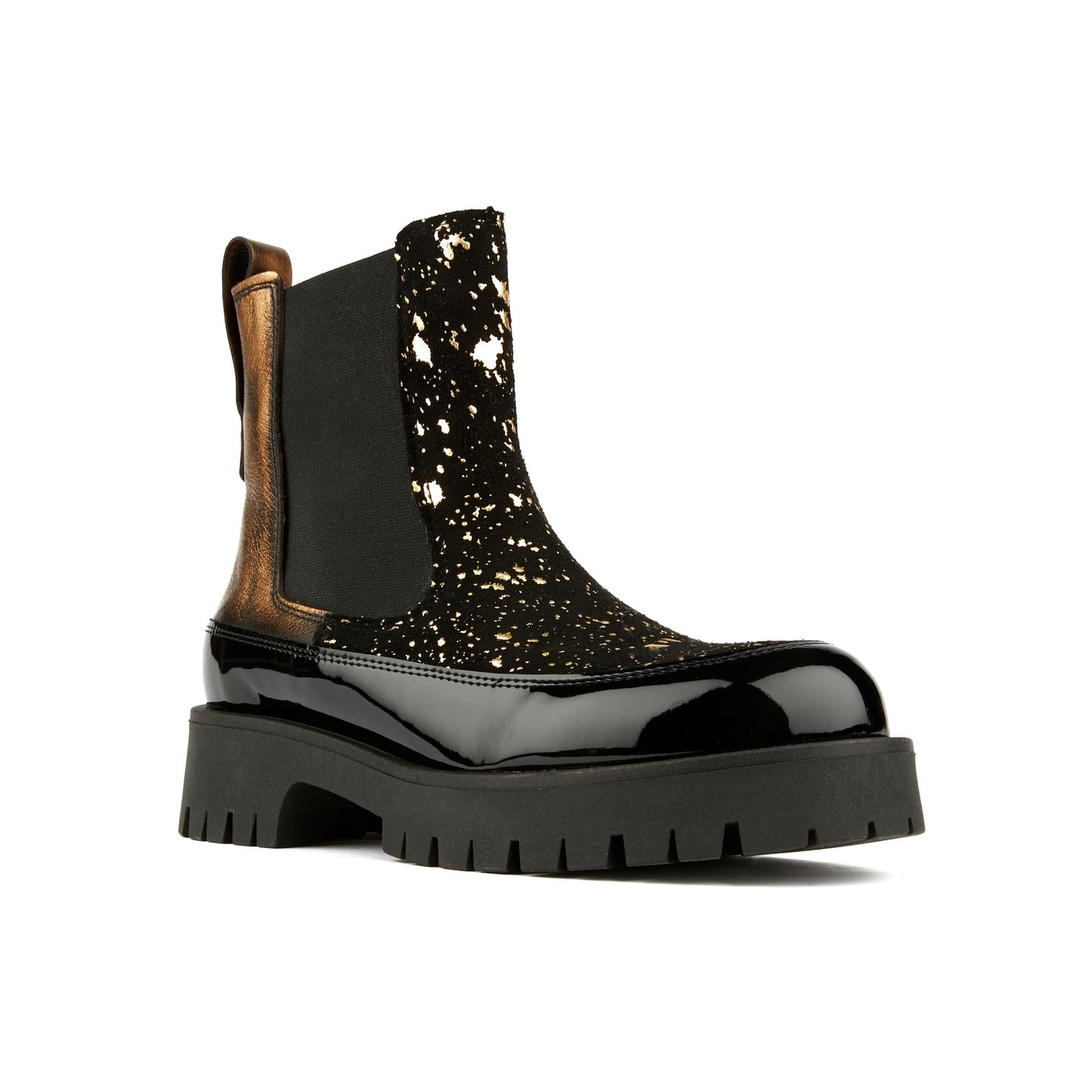 Bora - Black & Gold Ankle Boots Embassy London
