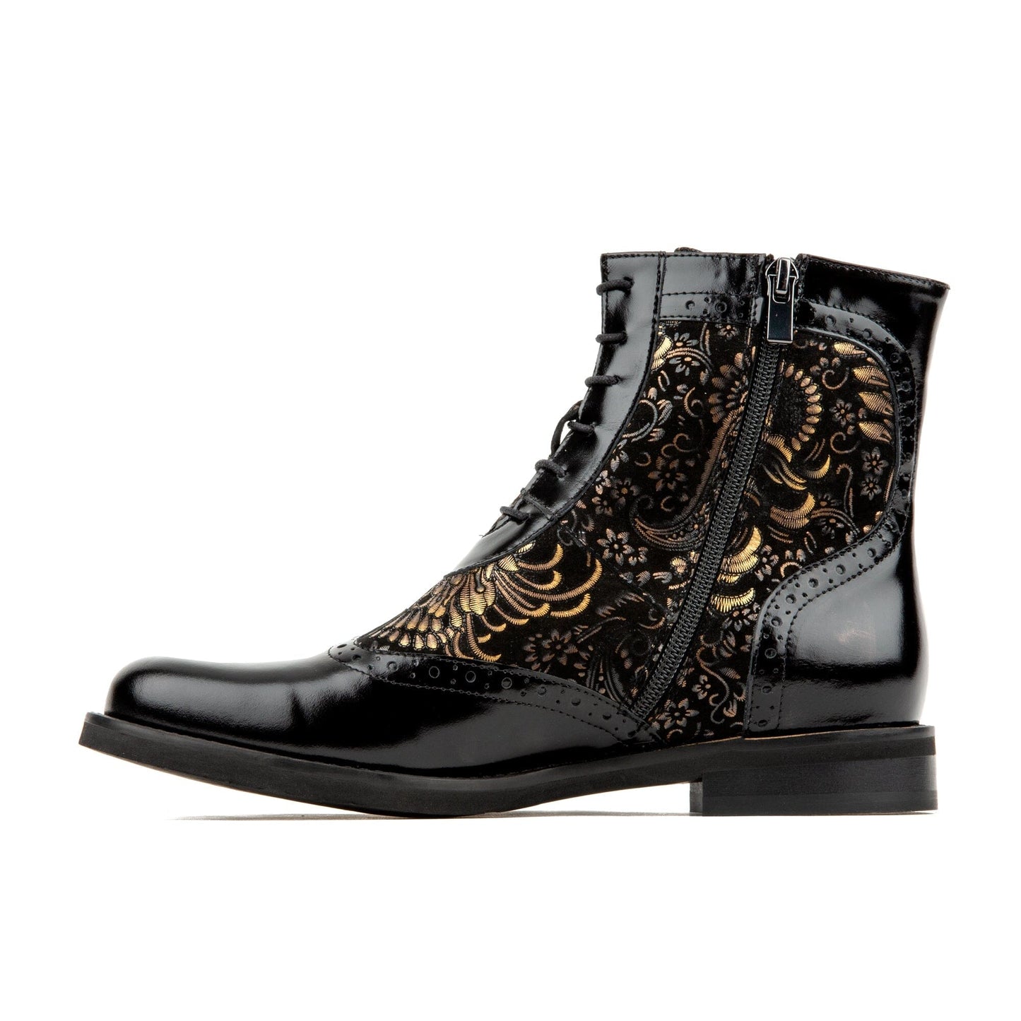 Mantis - Black & Gold Ankle Boots Embassy London