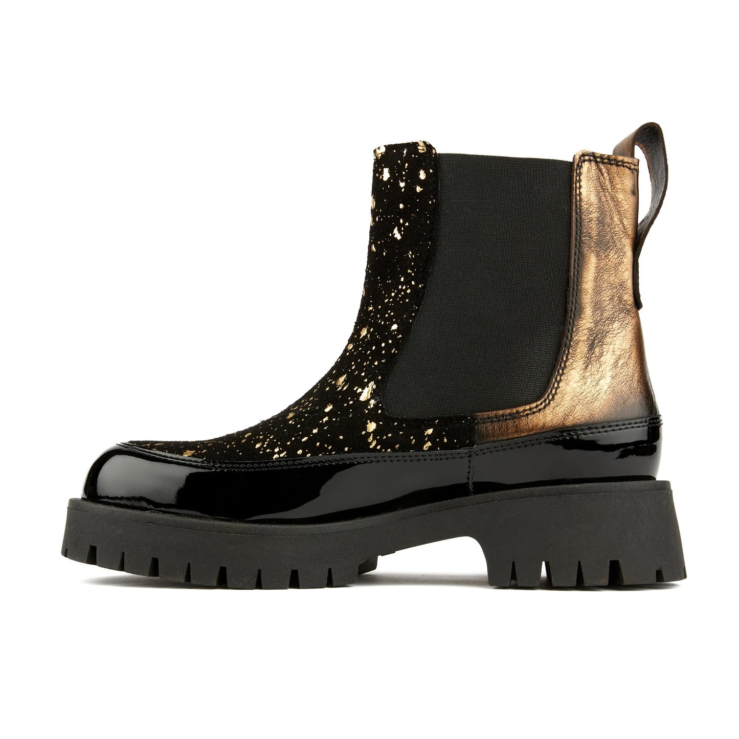 Bora - Black & Gold Ankle Boots Embassy London