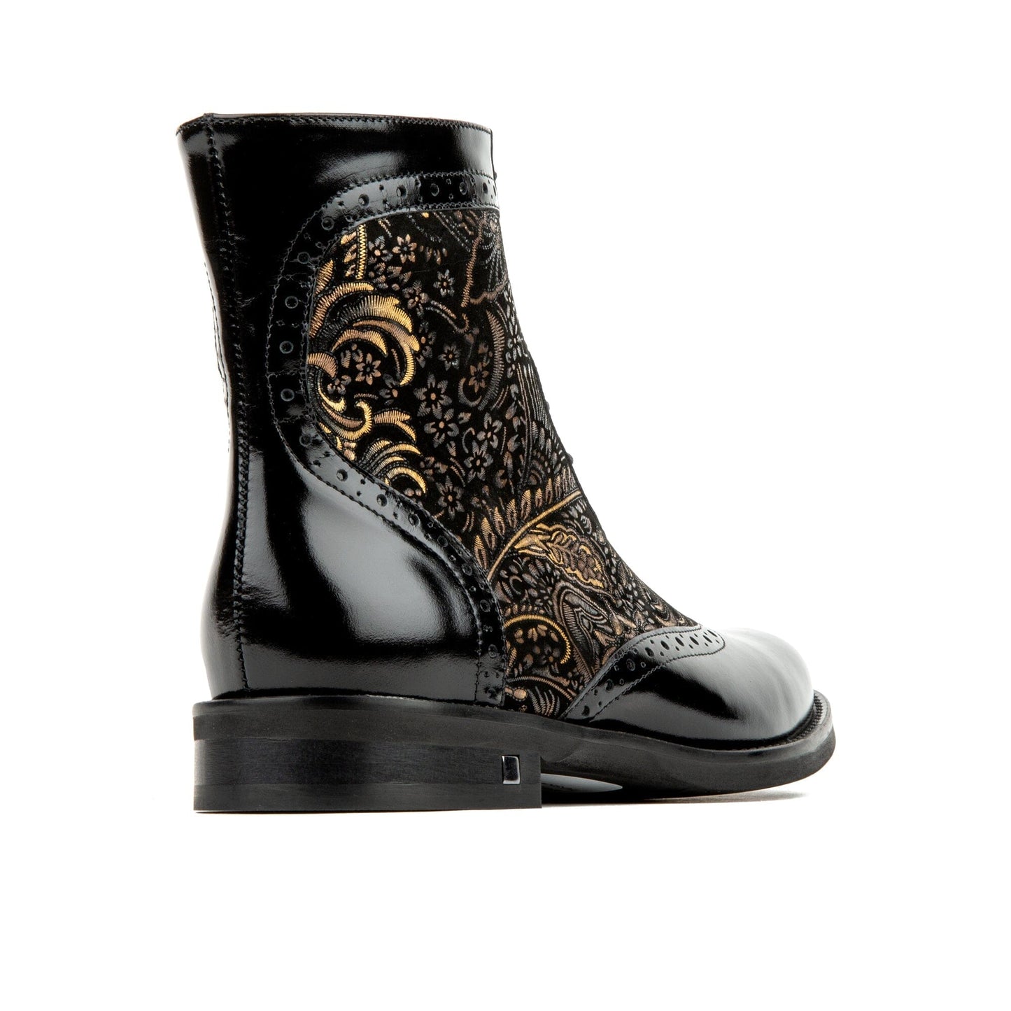Mantis - Black & Gold Ankle Boots Embassy London