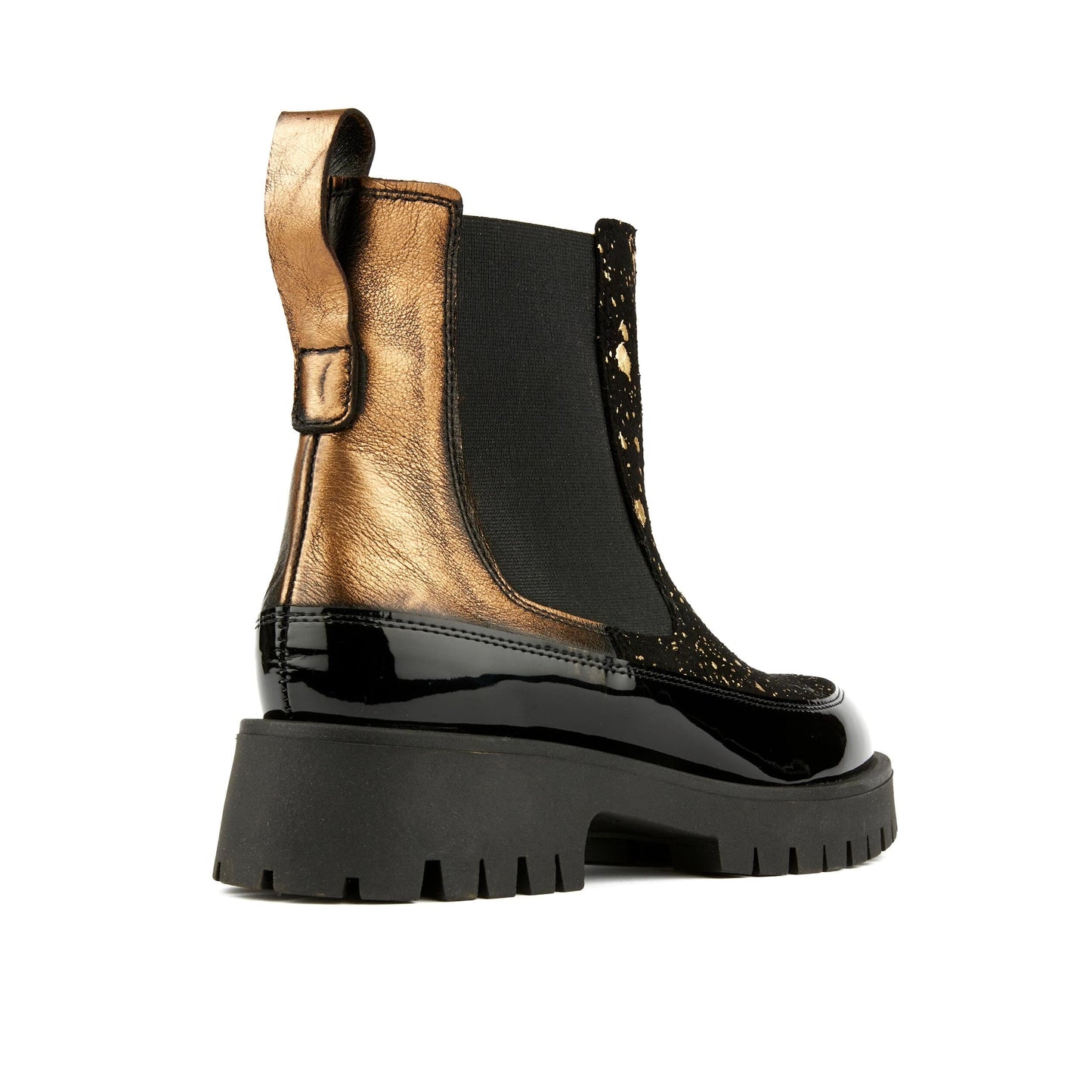 Bora - Black & Gold Ankle Boots Embassy London