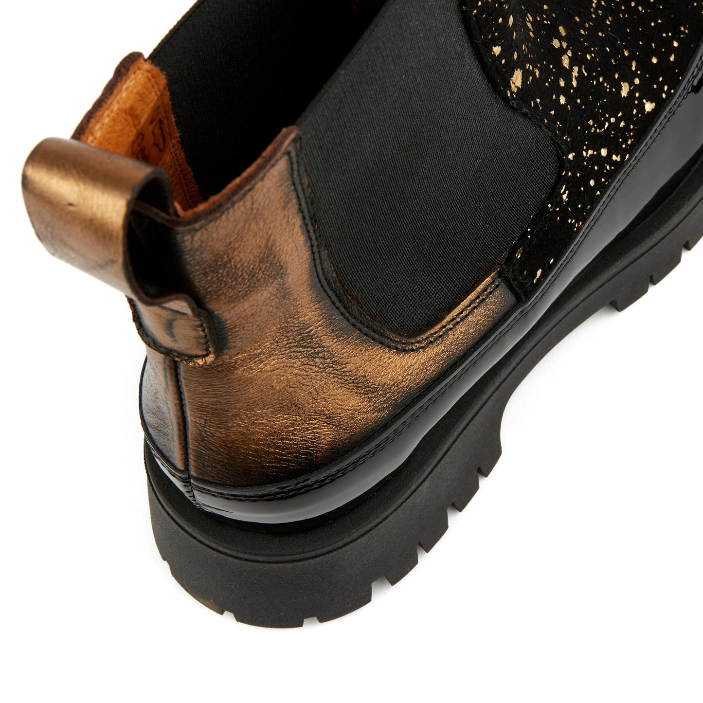 Bora - Black & Gold Ankle Boots Embassy London