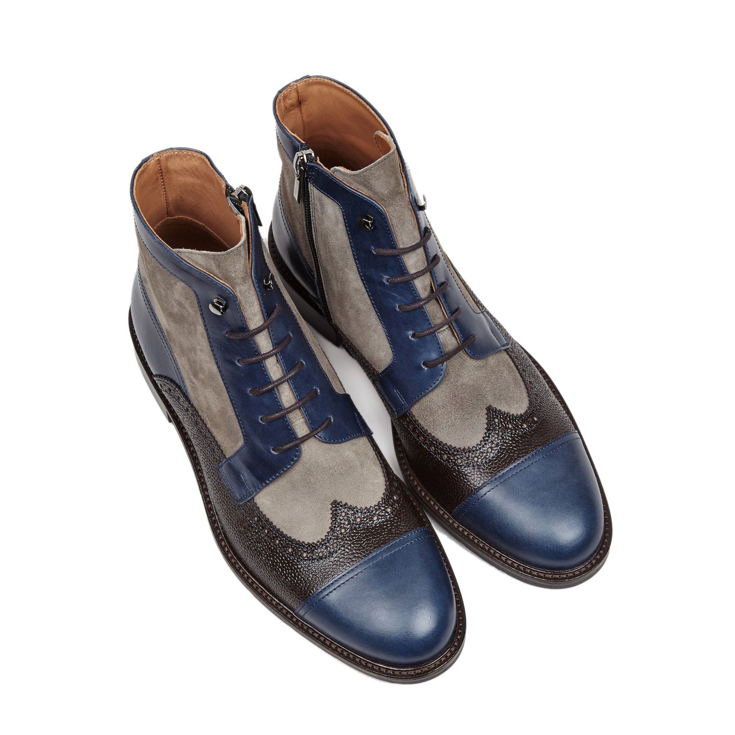 Charles - Blue & Grey Ankle Boots Embassy London 